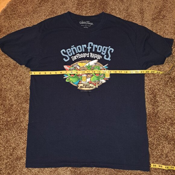 Senor Frog’s (Surfboard Repair) Navy Blue Large  Short Sleeve T Shirt - Picture 3 of 9